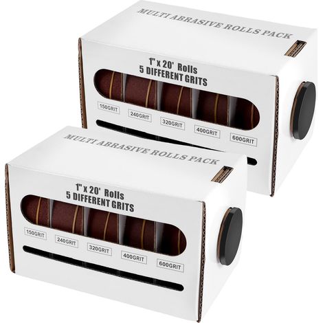 Rouleaux de Papier Abrasif, 25mm x 6 m Rouleaux de Papier de Verre, 150/240/320/400/600 Grain pour Bois, Meubles, Décoration, Métal, Glisser, Autopolier (2) (1/5)