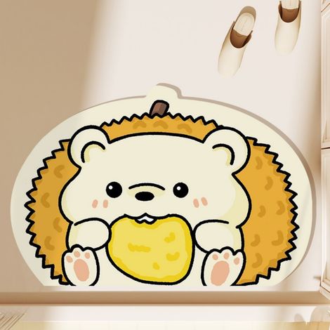 LAN Salle de bain - Durian Hedgehog 03 4060cm Boue de diatomées Tapis de sol mignon en terre de diatomées, motif dessin animé, idéal pour la maison, l'entrée de salle de bain, absorbant l'eau, antidér (1/5)