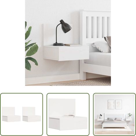 vidaXL Holz -  Nachttisch 2 pcs Weiß 42 x 32,5 x 40 cm Massivholz Kiefer (1/5)