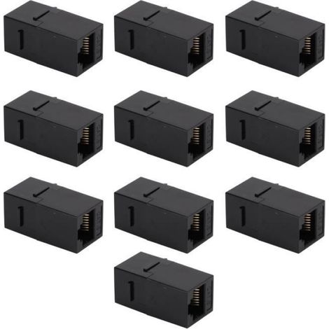 Connecteur Ethernet RJ45 - Connecteur de câble pour extension réseau - Matériau ABS - Transmission stable - Lot de 10 pièces (1/4)