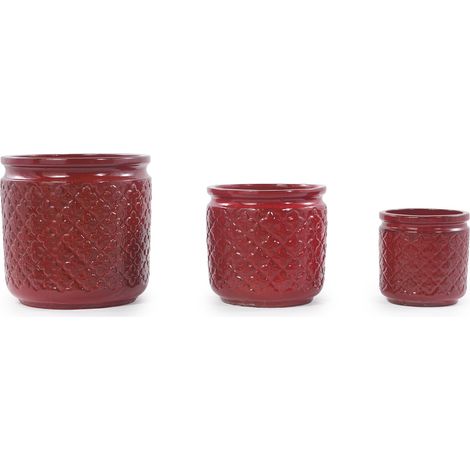 GagaLot de cache-pots céramique 3 pièces Ø38 Ø30, 5 Ø23 cm rouge vin (1/5)