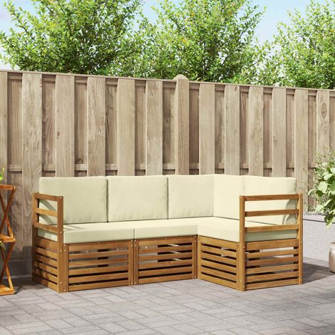 Sofagarnituren 4 pcs Natur und Creme Massivholz Akazie (1/5)