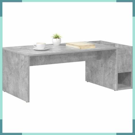 Table basse - 891195 - Gris béton - Bois d'ingénierie - 101,5 x 50 x 37 cm (1/5)