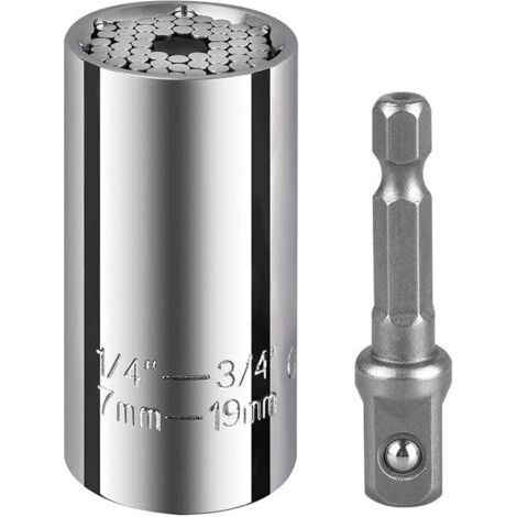 royaluxe-Clé à douille universelle, Clé universelle, douille universelle (7 mm – 19 mm, 1/4" – 3/4"), Outils à main et outils d'entretien multifonctionnels, écrous et crochets faciles à desserrer
