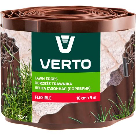 Bordillo para césped de 10 cm x 9 m, marrón (1/5)