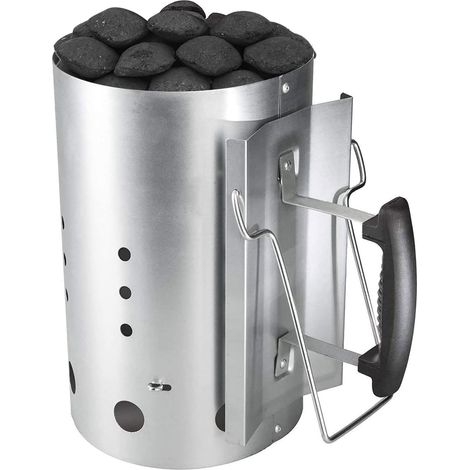 Démarreur de cheminée au Charbon de Bois avec poignée de sécurité pour Weber 7416, pour Le Camping et Les grillades, Colonne de Combustion Plus légère au Charbon de Bois, 30 cm H, 19 CM DIA