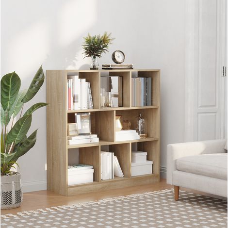 Libreria 97,5x30x100 cm in pannelli di legno naturale con vani portaoggetti FloraGrace (1/5)
