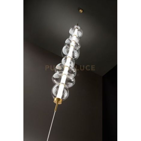 Piantana in metallo e vetro trasparente e oro spazzolato Bubbles LED 37W 3000K CRI80 220-240V 50/60Hz 2960Lm Interruttore on/off e dimmer a pedale