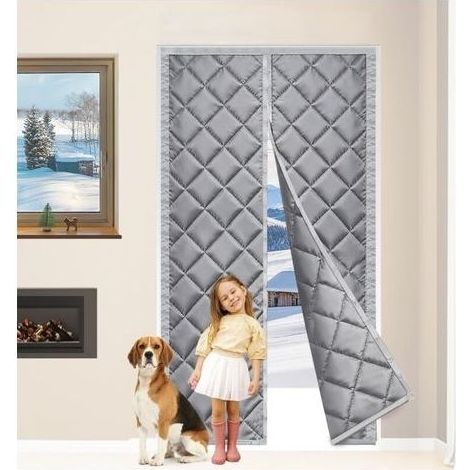 Curtain of Door Insulation Thermal Magnetic 80 x 200 cm Curtain Thermal Door of input, Without Drilling, Waterproof, Cutting Wind, Cutting Cold, Gray Fonce (90x210cm) (1/5)