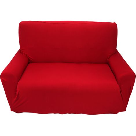 2-Sitzer-Sofabezug aus Polyester in 7 Farben, elastischer Sofabezug, dehnbarer Schutzbezug für Wohnmöbel (Burgunderrot)