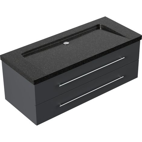 Badmöbel Granit Galaxy Black Damo 130 cm ohne Hahnloch SoftClose grafit (1/5)