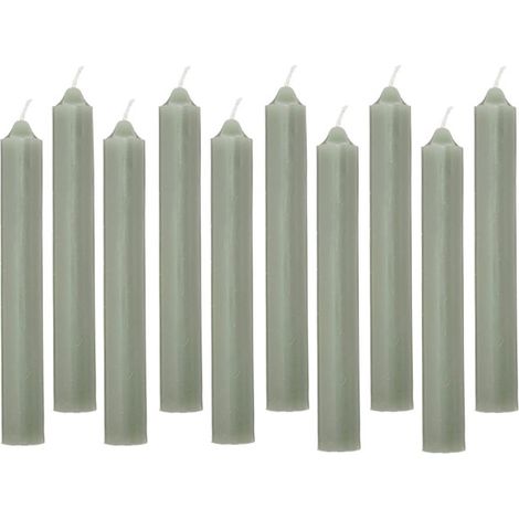 Lot de 10 Bougies Bâton "Hugo" 16cm Vert Eucalyptus (1/4)