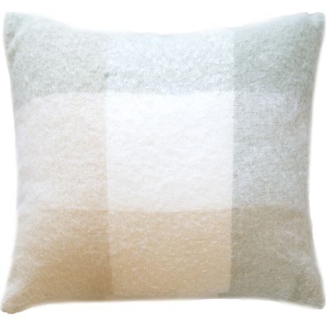 Housse de coussin à carreaux aspect mohair Vert 45x45 cm