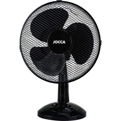 Ventilateur sur pied noir 40W 3 vitesses d'air - Ventilateur de table Oscillation 90° Tête Inclinable 34 x 34 x 49 cm Jocca
