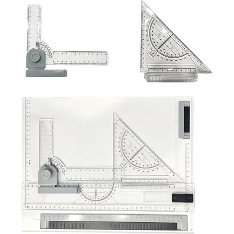 A4 Multifunctional Drawing Board, Technical Drawing Table with Parallel Movement, Adjustable Angle and Precise Ruler (1/5)