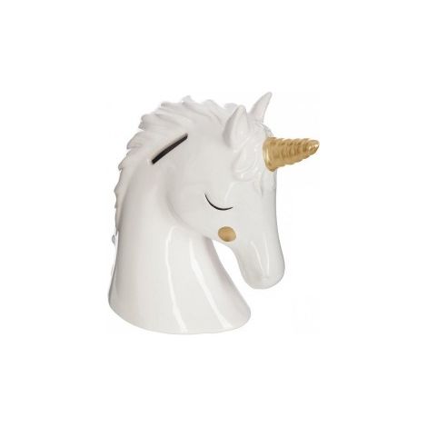 Coffre à Monnaie Enfantin en Forme d'Unicorn Blanc avec Corne Dorée, 16 cm, Décoration Créateur d'Intérieur Atmosphera (1/3)