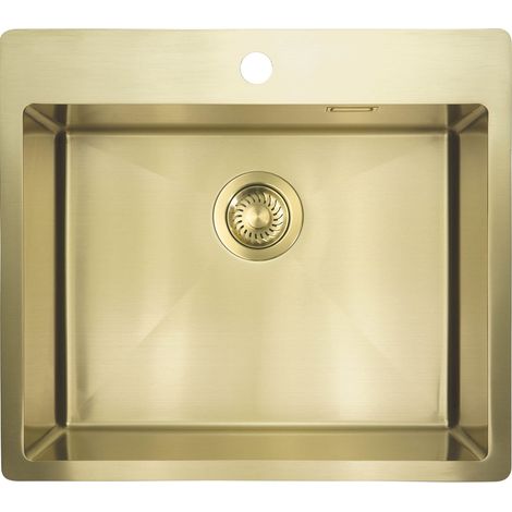 Küchenspüle aus Edelstahl 550 x 505 in gebürstetem Gold Deante ZPOR10B  Gebürstetes Gold