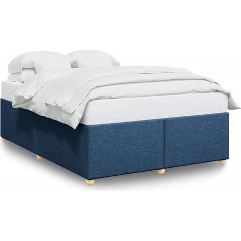 Maison Exclusive - Cadre de lit sans matelas bleu 140x190 cm tissu