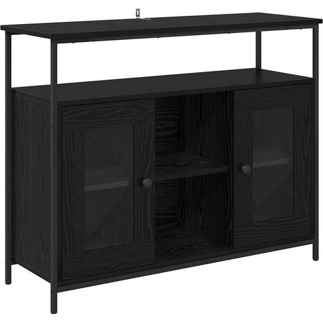 Buffet,Meuble de Rangement,Bahut Chêne noir 100 x 35 x 80 cm Bois d'ingénierie CFW701055 (1/5)