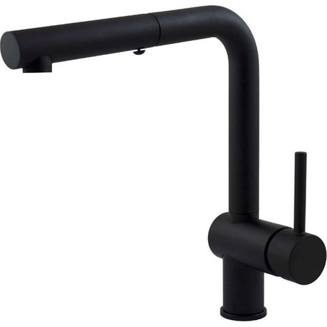 Paffoni Light - Miscelatore da lavello con doccetta estraibile, nero opaco LIG285NO-MET (1/3)