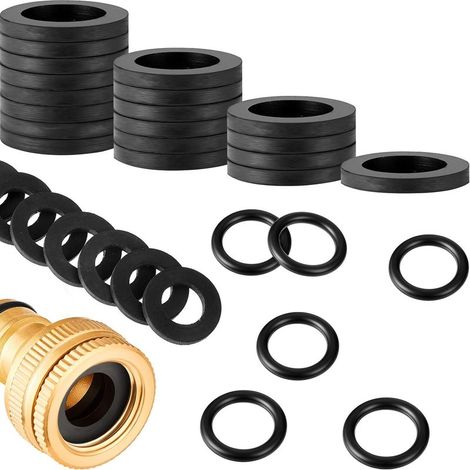 Kit de sellado de mangueras de goma de 72 piezas que incluye 24 arandelas de conexión de 1/2", 24 juntas tóricas para mangueras y 24 arandelas para mangueras de ducha de 3/4". (1/5)