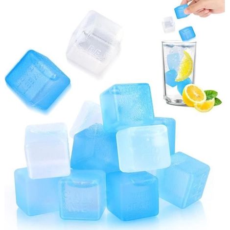 Wiederverwendbare Eiswürfel, 12 Stück wiederverwendbare Eiswürfel, quadratische wiederverwendbare Eiswürfel, gefrorene Eiswürfel, quadratische Eiswürfel aus Kunststoff (1/4)