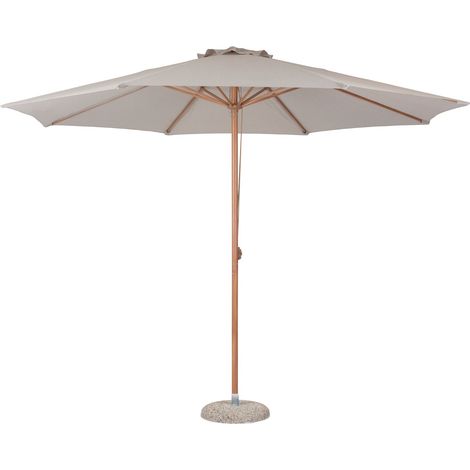 Frank Parasol de protection solaire avec timon, Ø3.5M en teck décor, beige.