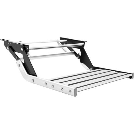 Escalón de acceso para autocaravana, construcción de aluminio, capacidad de 150 kg, color plata. (1/2)