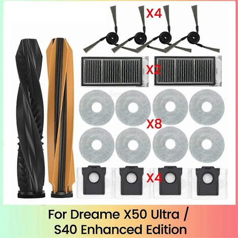 20 Stück Hauptseitenbürsten-HEPA-Filter-Mopp-Staubbeutel für X50 Ultra