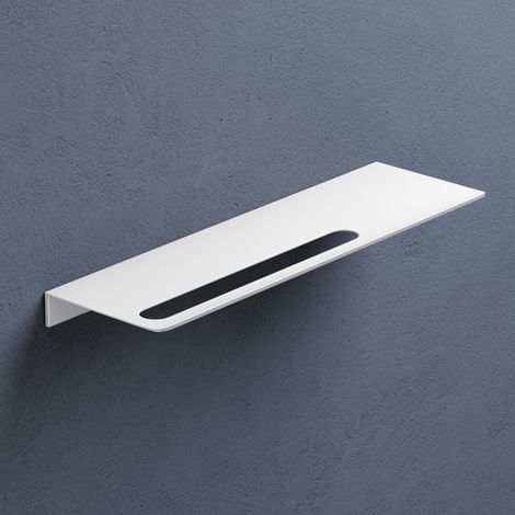 doporro Mensola da Parete Multifunzionale 40 cm in Alluminio Bianco Opaco, Mensola per Doccia con Portasciugamani, per Bagno e Cucina Reglo-06