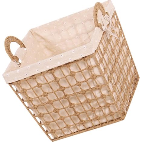 Panier à linge en corde tressée avec poignée- panier de rangement pratique pour les vêtements- design moderne et élégant- adapté à un usage domestique. (1/5)