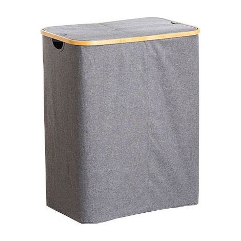 Panier à Linge avec Couvercle,100L Grand Corbeille à Linge avec Poignées en Bambou, Bac a Linge Laundry Basket Pliable XXL Pliable avec Sac Amovibles en Tissu Oxford,Gris