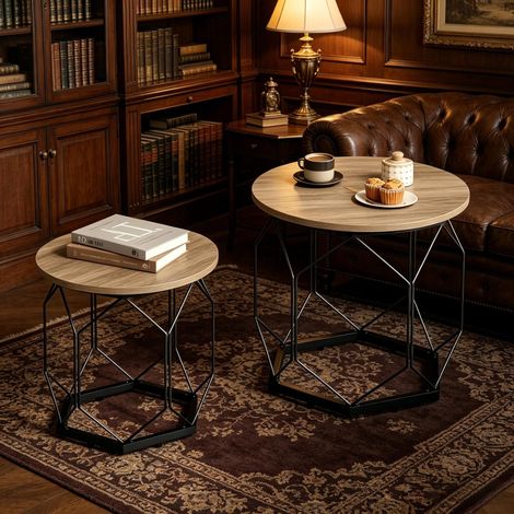 2PCS Couchtisch,Auffallender Design Couchtische,Runder Beistelltische mit abnehmbarer Tischplatte(nur mit Couchtisch) (1/5)