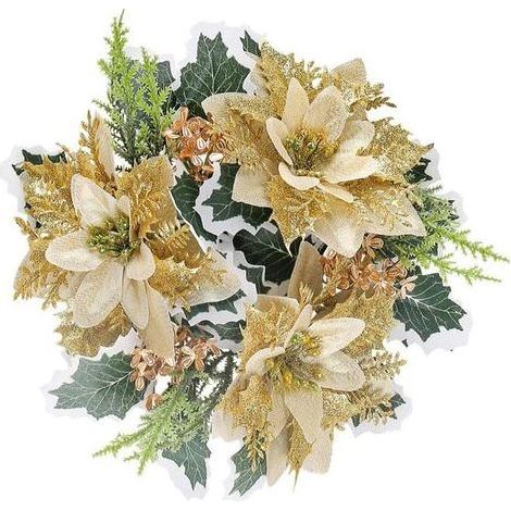 Weihnachtskerzenkranz, Weihnachtsdekoration, Wohnaccessoires, Kerzen, Tischdekoration, künstlicher Kranz fürs Wohnzimmer, Gold (1/5)