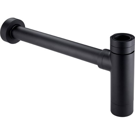 Deva 1 1/4 Inch Bottle Trap with Wall Extension - Matt Black (1/2)