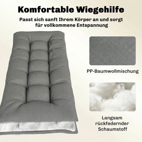 Coussin de palette amovible 198x65x13cm gris clair, avec sangles de fixation pour transats et bancs (1/4)