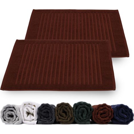 Lot de 2 tapis de douche 100 % coton éponge Rouge foncé rouge bordeaux 50 x 70 cm (1/5)