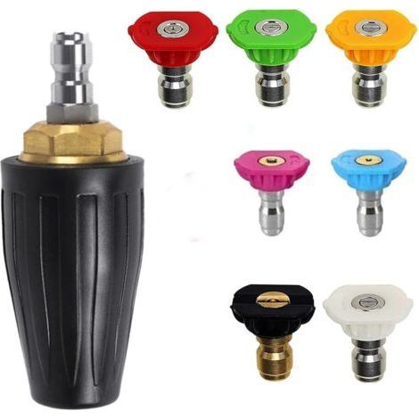 Buse turbo pour nettoyeur haute pression, buse rotative et 7 pointes, raccord rapide 1/4', kit jet pour nettoyeur haute pression, rotabuse haute pression,Noir (1/5)