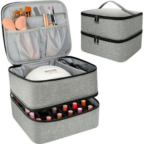 Aufbewahrungsbox für Nagellack mit UV-Lampenhalterung, professionelle Kosmetikaufbewahrungsbox (1/5)