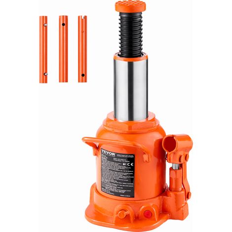 VEVOR Cric bouteille hydraulique 20 t, cric bouteille soude avec longue poignee en 3 sections, gamme de levage 170-320 mm, pour voiture, pick-up, camion, reparation automobile, ingenierie industrielle