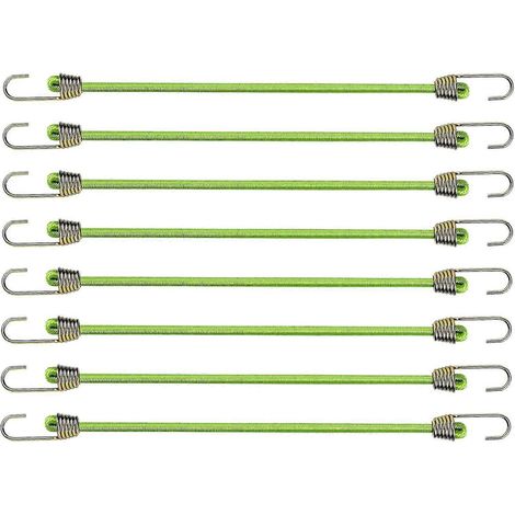 Lot de 8 tendeurs élastiques 25cm avec crochets, cordons élastiques mini universels en caoutchouc, sangles à ressort pour fixation (1/5)