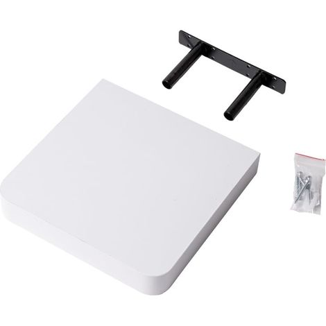 Étagère murale TASO - Étagère flottante avec coins ronds - 1 pièce - 24 x 24 cm - Blanc - Étagères pour cuisine, salle de bain, salon, chambre à coucher (1/5)