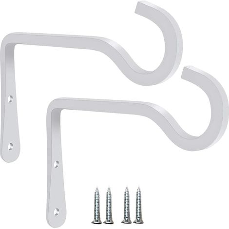 Ahlsen Gancho de pared de metal blanco - 7,3 x 3,3 cm - Soporte para cesta colgante para comederos de pájaros, maceteros, faroles y campanillas de viento (con tornillos) (1/5)
