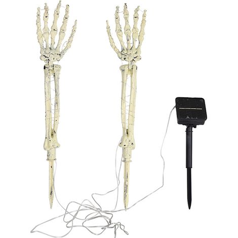 Mains squelettes pour décoration d'Halloween, bras de squelette solaire, piquets de jardin d'Halloween, mains squelettes solaires (1/5)