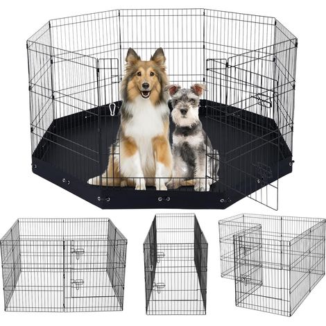 Parc pour Chien 160x160x76 cm Enclos Chat Chiot Pliable 8 Panneaux, Clôture d'exercice en Métal avec Porte, Tapis en Tissu Oxford 600D, pour Petits Animaux de Compagnie, Intérieur, Extérieur (1/5)