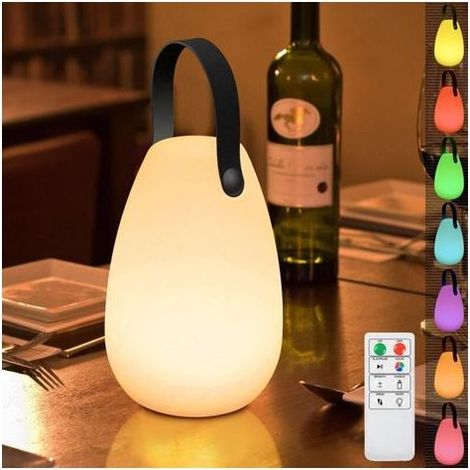 Lampe de table extérieure gradable sans fil – 8 couleurs avec télécommande – Batterie rechargeable USB-C – Hauteur 20cm – Lanterne pour jardin et terrasse (1/5)