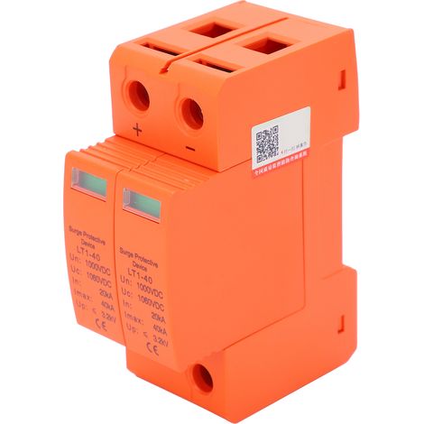 Dispositif de protection contre les surtensions pour signaux photovoltaïques à distance, 2 pôles, 40 kA, 1000 V CC (1/5)