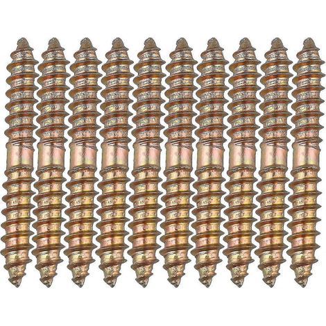 Lot de 10 chevilles de fixation pour meubles - Tête double M6 x 50 mm - Bois sur bois (1/4)