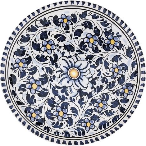 Plat de service rond 36cm en céramique bleu Nizza