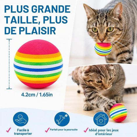 Regenbogenfarbene Katzenbälle, 9 Stück, 4,2 cm große Katzenbälle, interaktives Katzenspielzeug, Spielzeugbälle für Kätzchen zum Spielen, Jagen und Trainieren (1/5)